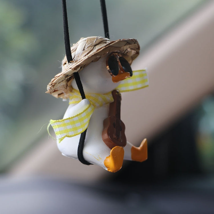 Car Cartoon Duck Rear View Mirror Interior Pendant(Brown Guitar Duck) - Ornaments by PMC TechLife | Online Shopping South Africa | PMC TechLife | Buy Now Pay Later Mobicred
