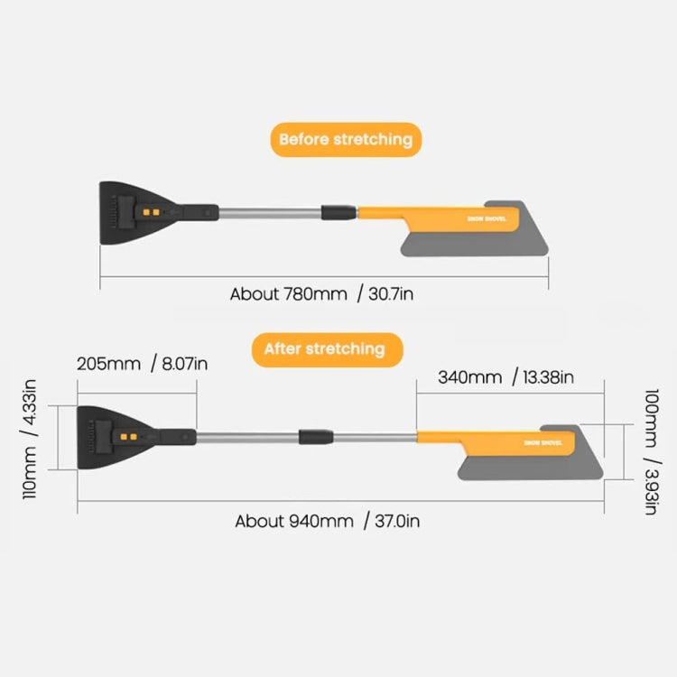 Car Multifunctional Telescopic Snow Shovel Glass Defrost De-icing Brush Winter Cleaning Tools, Spec: Ordinary - free shipping - PMC TechLife - Order now!