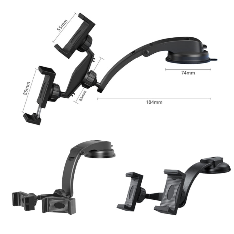 Car Dashboard Suction Cup Double Chuck Mobile Phone Holder(CP-T1) - Car Holders by PMC TechLife | Online Shopping South Africa | PMC TechLife | Buy Now Pay Later Mobicred