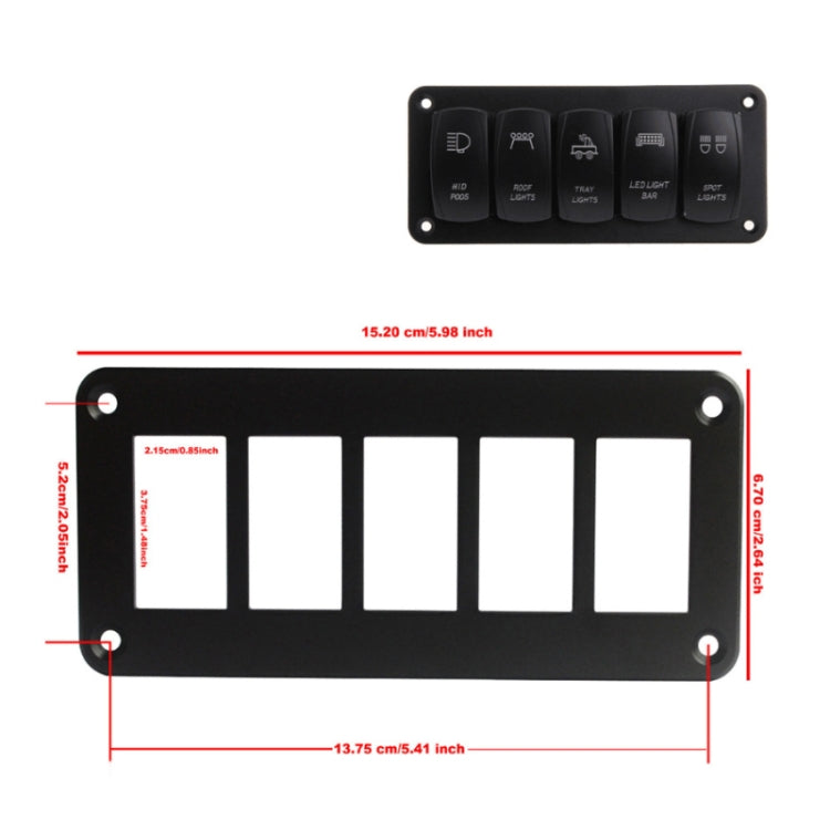 Road Aluminum Rocker Switch Panel Housing Bracket for Narva Type Boats Automotive Switch Parts, Specification: 5 Holes - Car Switches by PMC TechLife | Online Shopping South Africa | PMC TechLife | Buy Now Pay Later Mobicred