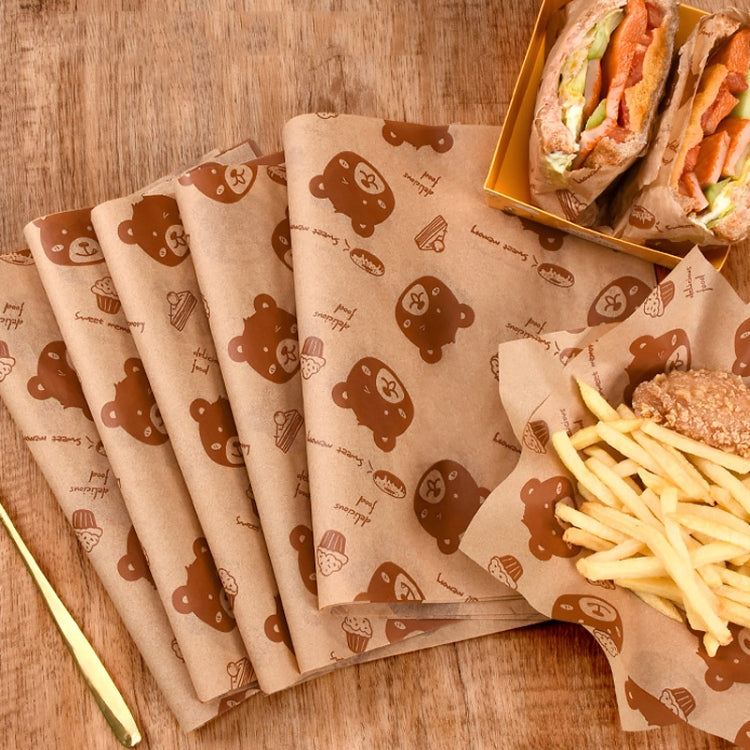 100sheets /Pack Bear Pattern Greaseproof Paper Baking Wrapping Paper Food Basket Liners Paper 30x40cm - Retail Packaging by PMc TechLife | Online Shopping South Africa | PMc TechLife | Buy Now Pay Later Mobicred