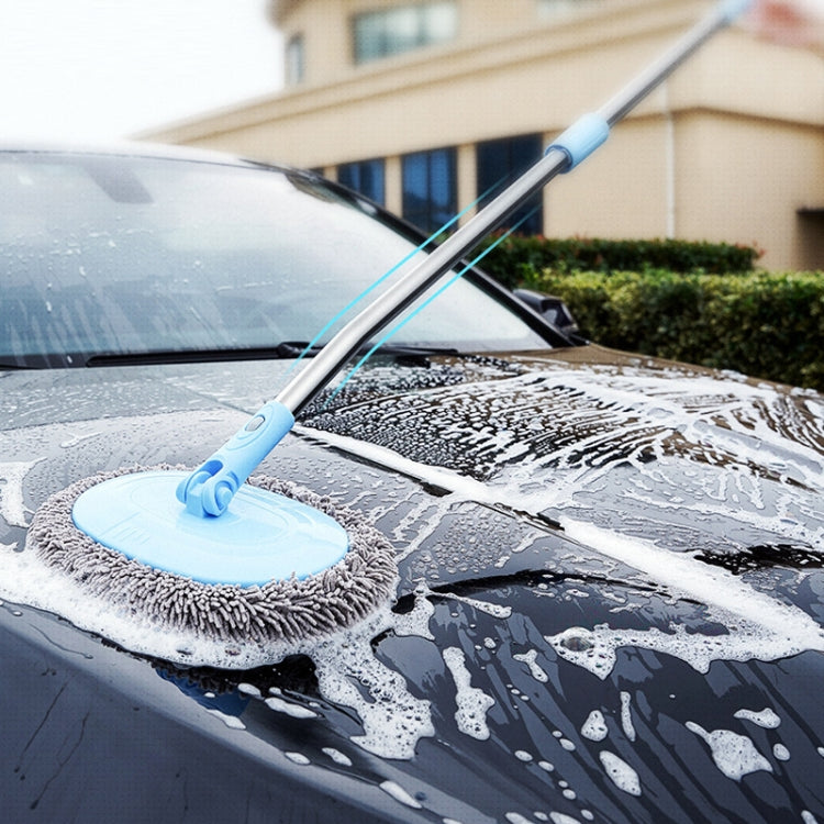 Car Chenille Curved Handle Telescopic Car Wash Soft Bristle Mop(Blue) - Car washing supplies by PMC TechLife | Online Shopping South Africa | PMC TechLife | Buy Now Pay Later Mobicred