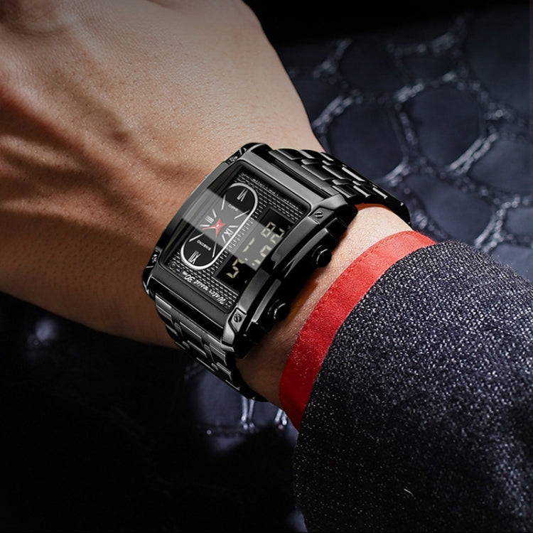 BINBOND B2311 30m Waterproof Men LED Luminous Multifunctional Quartz Watch, Color: Black Steel-Black - free shipping - PMC TechLife - Order now!