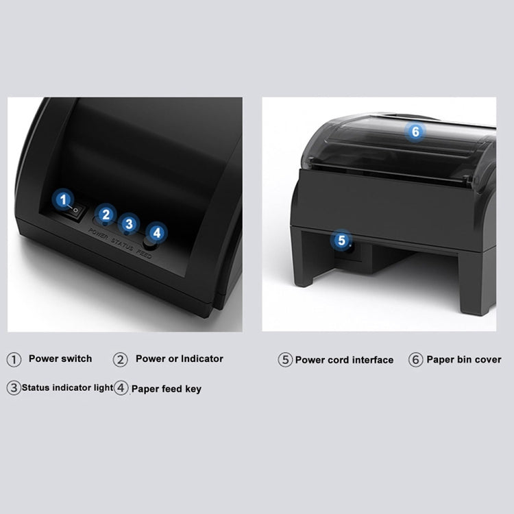 58mm USB Computer Version+Mobile Bluetooth Automatic Order Takeout Receipt Cashier Thermal Printer(UK Plug) - Printer by PMC TechLife | Online Shopping South Africa | PMC TechLife | Buy Now Pay Later Mobicred