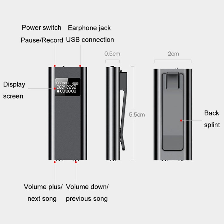 Q25 Intelligent Voice Recorder With Screen HD Noise Canceling Back Clip Voice Reporter, Size: 32GB(Black) - Recording Pen by PMC TechLife | Online Shopping South Africa | PMC TechLife | Buy Now Pay Later Mobicred