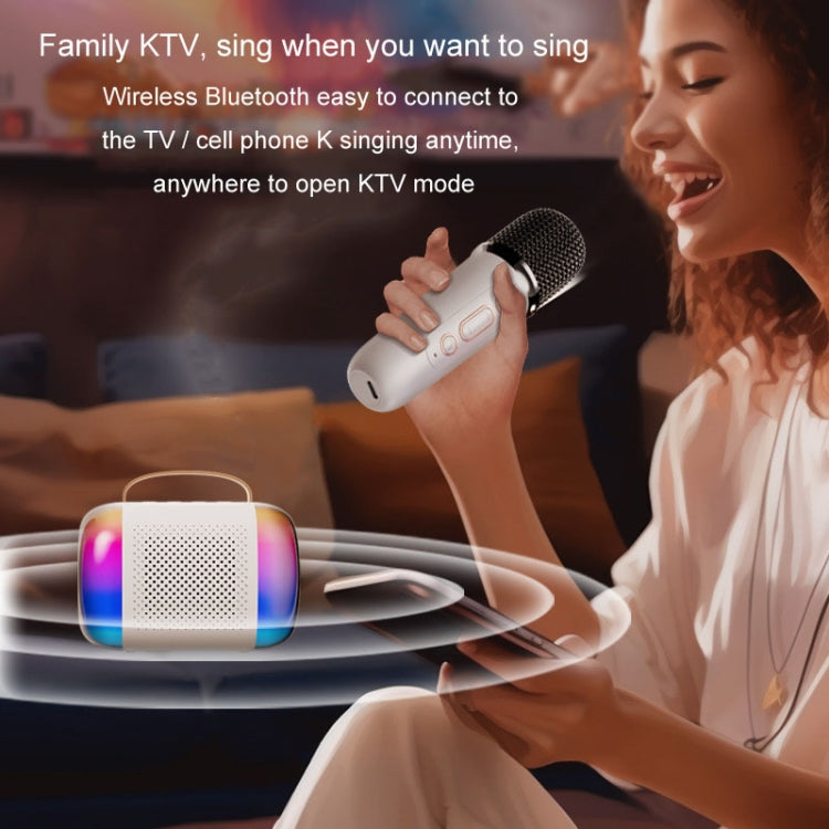 Y5 2 Microphone Portable Bluetooth Speaker Home And Outdoor Wireless Karaoke Audio(White) - Microphone by PMC TechLife | Online Shopping South Africa | PMC TechLife | Buy Now Pay Later Mobicred