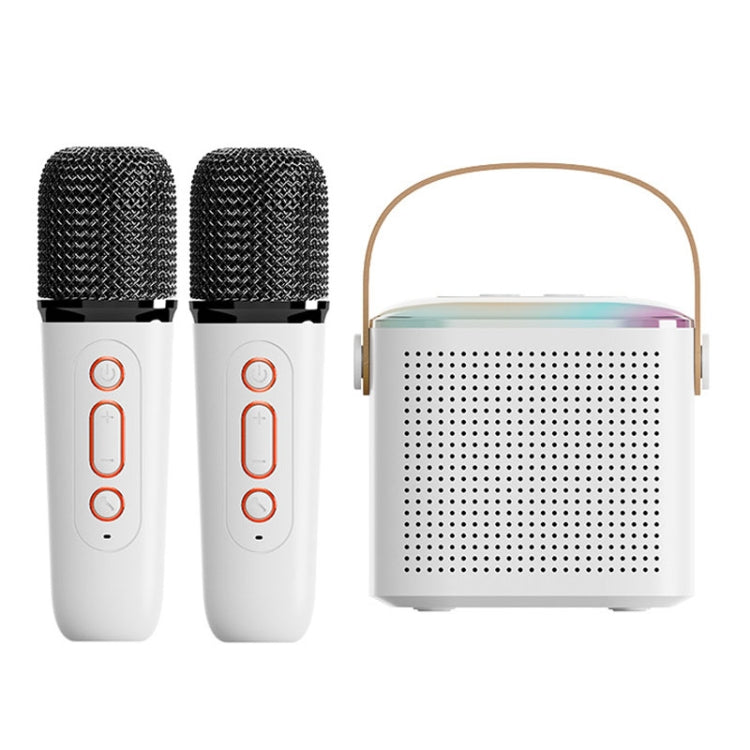 Home Portable Bluetooth Speaker Small Outdoor Karaoke Audio, Color: Y1 White(Double wheat) - Microphone by PMC TechLife | Online Shopping South Africa | PMC TechLife | Buy Now Pay Later Mobicred
