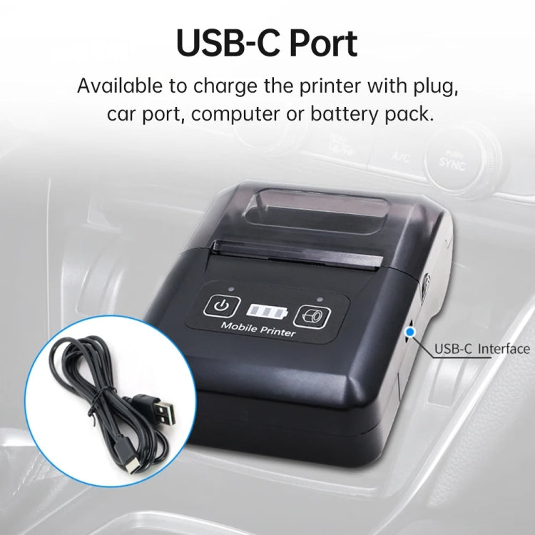 58mm Portable USB Charging Home Phone Bluetooth Thermal Printer(EU Plug) - Printer by PMC TechLife | Online Shopping South Africa | PMC TechLife | Buy Now Pay Later Mobicred