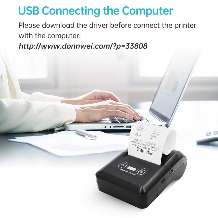58mm Portable USB Charging Home Phone Bluetooth Thermal Printer(UK Plug) - Printer by PMC TechLife | Online Shopping South Africa | PMC TechLife | Buy Now Pay Later Mobicred