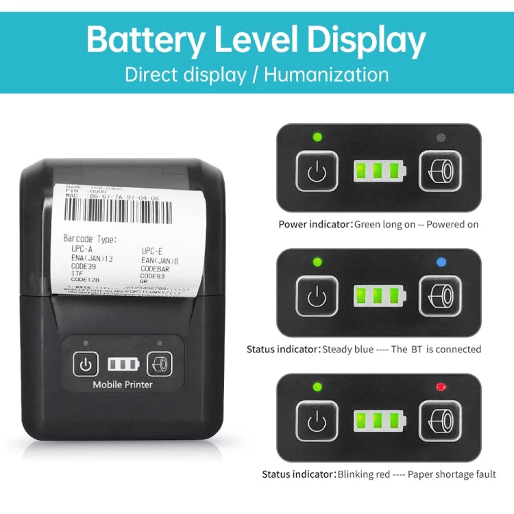 58mm Portable USB Charging Home Phone Bluetooth Thermal Printer(EU Plug) - Printer by PMC TechLife | Online Shopping South Africa | PMC TechLife | Buy Now Pay Later Mobicred