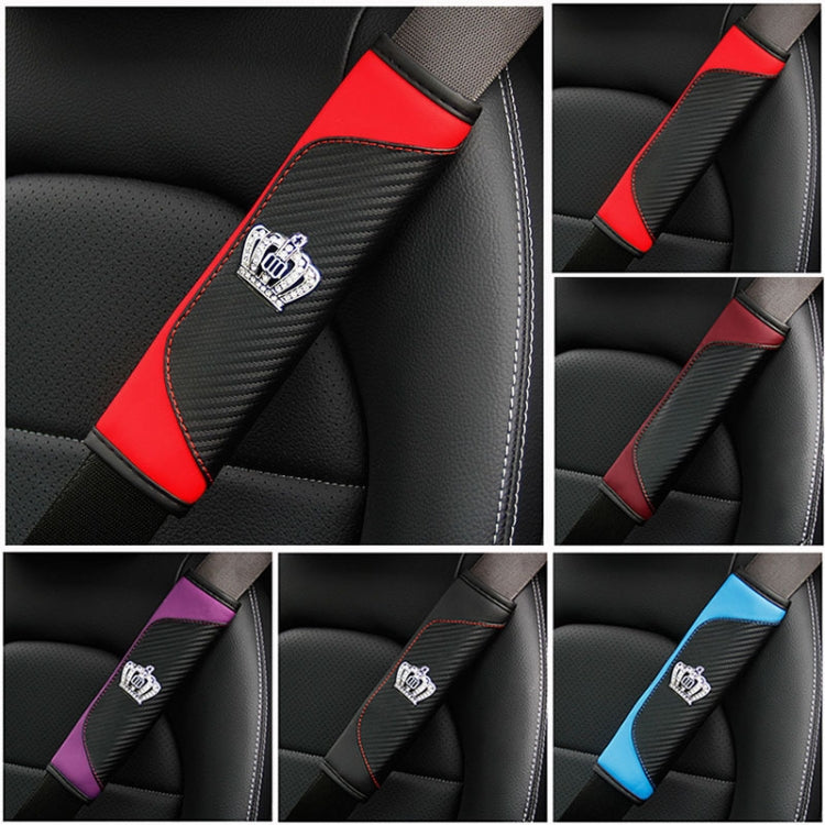 Car Seat Belt Cover Carbon Fiber Leather Auto Seat Shoulder Protection, Style: Crown Black - free shipping - PMC TechLife - Order now!
