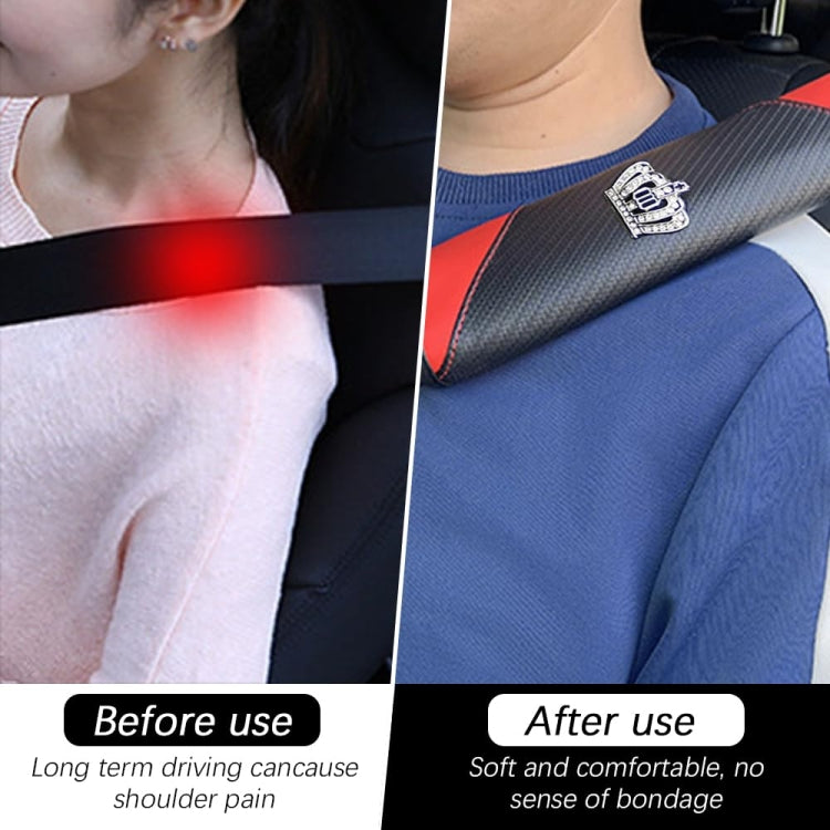 Car Seat Belt Cover Carbon Fiber Leather Auto Seat Shoulder Protection, Style: Crown Black - free shipping - PMC TechLife - Order now!