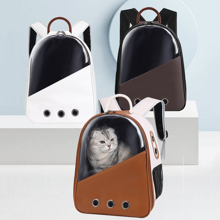 PU Pet Bag Cats And Dogs Outing Carrying Capsule Double Shoulder Backpacks(Model 1 Beige) - Pet Bags by PMC TechLife | Online Shopping South Africa | PMC TechLife | Buy Now Pay Later Mobicred