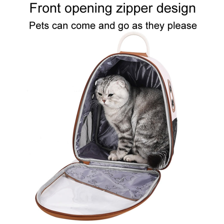 PU Pet Bag Cats And Dogs Outing Carrying Capsule Double Shoulder Backpacks(Model 1 Beige) - Pet Bags by PMC TechLife | Online Shopping South Africa | PMC TechLife | Buy Now Pay Later Mobicred
