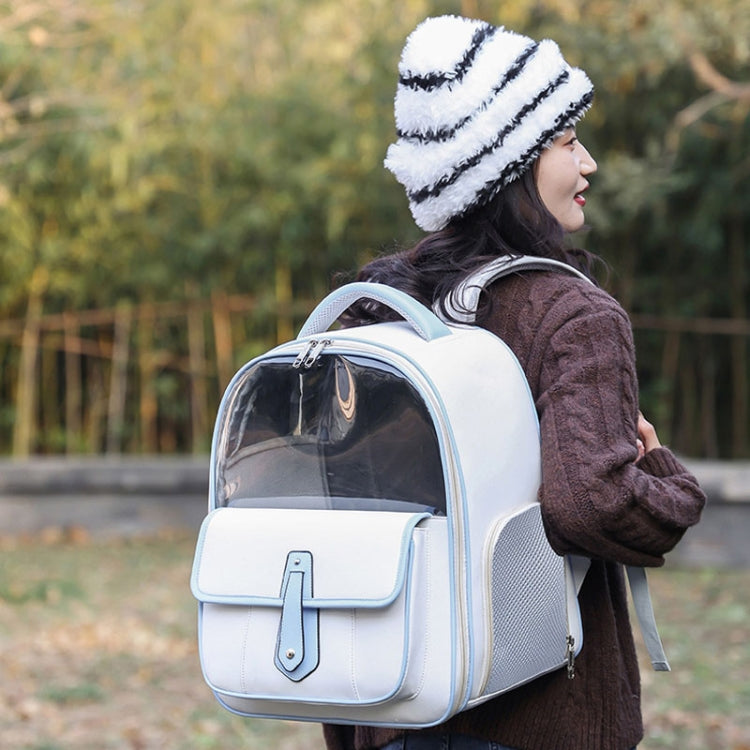 PU Pet Bag Cats And Dogs Outing Carrying Capsule Double Shoulder Backpacks(Model 6 White) - Pet Storages & Bags by PMC TechLife | Online Shopping South Africa | PMC TechLife | Buy Now Pay Later Mobicred