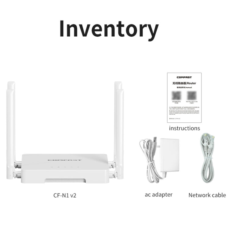 COMFAST CF-N1 V2  300Mbps WIFI4 Wireless Router With 1 Wan + 4 Lan RJ45 Ports,EU Plug - free shipping - PMC Jewellery - Order now!