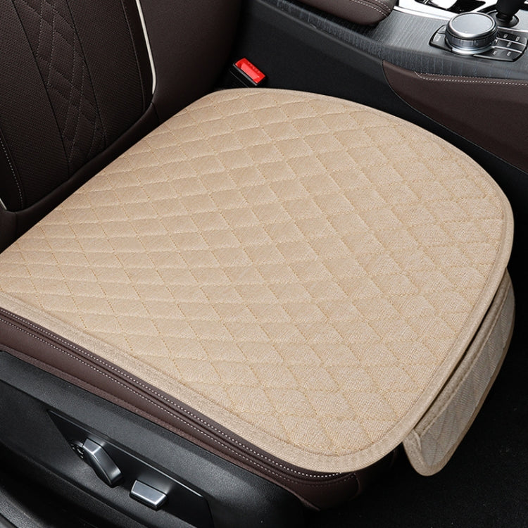 Non-Slip Rhombus Imitation Linen Car Seat Cushion, Color: Beige Front Row - Seat Accessories by PMC TechLife | Online Shopping South Africa | PMC TechLife | Buy Now Pay Later Mobicred
