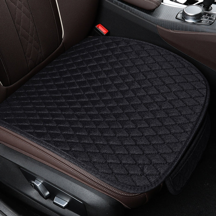 Non-Slip Rhombus Imitation Linen Car Seat Cushion, Color: Black Front Row - Seat Accessories by PMC TechLife | Online Shopping South Africa | PMC TechLife | Buy Now Pay Later Mobicred