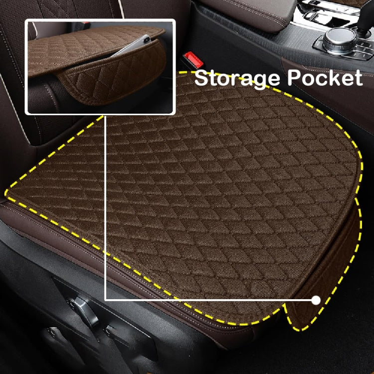 Non-Slip Rhombus Imitation Linen Car Seat Cushion, Color: Brown Front Row - Seat Accessories by PMC TechLife | Online Shopping South Africa | PMC TechLife | Buy Now Pay Later Mobicred