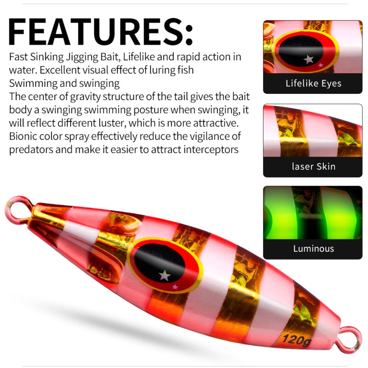 PROBEROS LF124 Deep Sea Iron Plate Lead Fish Fishing Lure Slow Sinking Rocking Luminous Boat Fishing Bait, Size: 80g(Color B) - Fishing Lures by PROBEROS | Online Shopping South Africa | PMC TechLife | Buy Now Pay Later Mobicred
