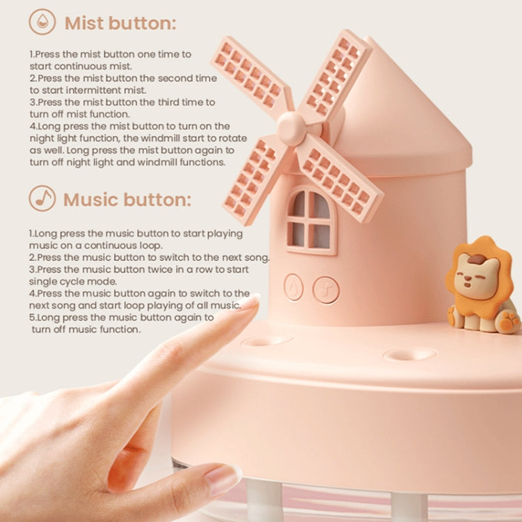 ZAY-H007 LED Light Double Spray Wireless Mini Desktop Windmill Music Humidifier(White) - free shipping - PMC TechLife - Order now!