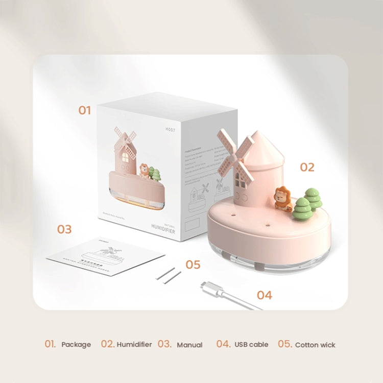 ZAY-H007 LED Light Double Spray Wireless Mini Desktop Windmill Music Humidifier(Pink) - free shipping - PMC TechLife - Order now!