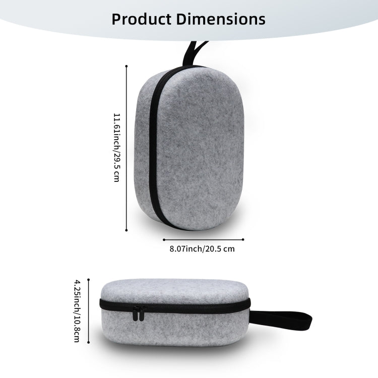 JYS-APP001 For Apple Vision Pro Headset Storage Bag VR Glasses Anti-Scrape Portable Bag, Color: Gray Felt - free shipping - PMC TechLife - Order now!