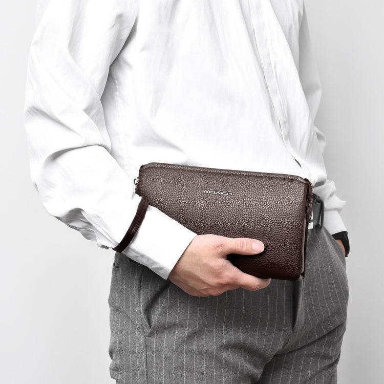 WEIXIER W125 Men Clutch Bag Password Zipper Business Phone Case(Brown) - free shipping - PMC TechLife - Order now!