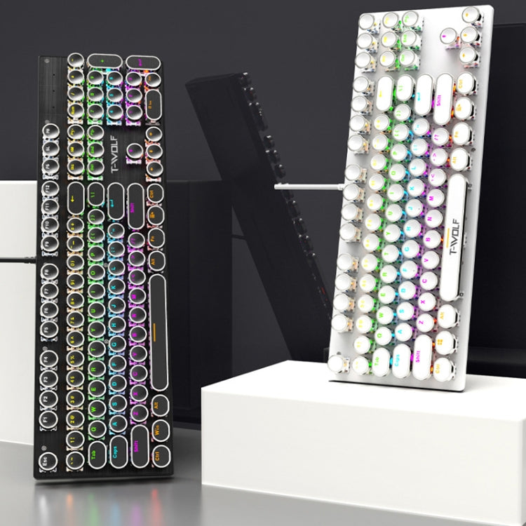 T-WOLF T75 104 Keys Adjustable RGB Light Computer Game Wired Mechanical Keyboard(White) - free shipping - PMC Jewellery - Order now!