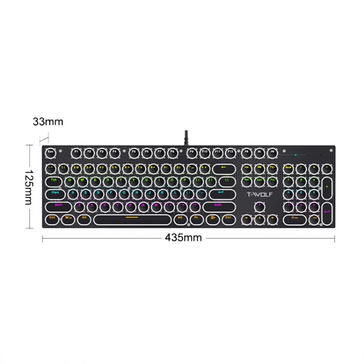 T-WOLF T75 104 Keys Adjustable RGB Light Computer Game Wired Mechanical Keyboard(White) - free shipping - PMC Jewellery - Order now!
