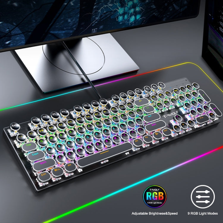T-WOLF T75 104 Keys Adjustable RGB Light Computer Game Wired Mechanical Keyboard(White) - free shipping - PMC Jewellery - Order now!