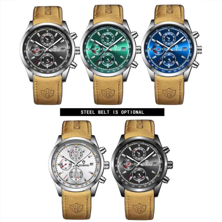 BINBOND B6022 30m Waterproof Luminous Multifunctional Quartz Watch, Color: White Steel-White - free shipping - PMC TechLife - Order now!