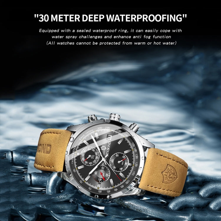 BINBOND B6022 30m Waterproof Luminous Multifunctional Quartz Watch, Color: White Steel-White - free shipping - PMC TechLife - Order now!