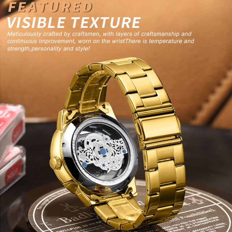BINBOND B3030 Embossed Dragon Luminous Waterproof Quartz Watch, Color: Full-gold Black - free shipping - PMC TechLife - Order now!