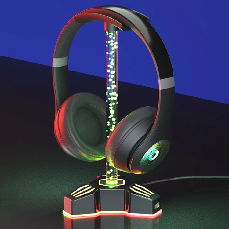 RGB Lighted Headphone Stand With Ambient Light USB Expansion Port Headphone Display Bracket, Style: Without 3.5mm Port - free shipping - PMC TechLife - Order now!