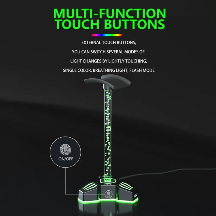 RGB Lighted Headphone Stand With Ambient Light USB Expansion Port Headphone Display Bracket, Style: Without 3.5mm Port - free shipping - PMC TechLife - Order now!