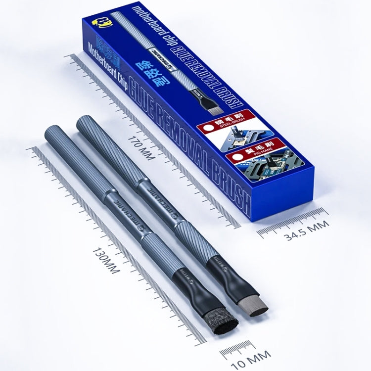 MECHANIC Cell Phone Motherboard Chip Degumming Brush PCB De-Tin Cleaning Cylinder Long Handle Brush, Style: Double-ended Sideburns+Steel Wire - Brushes by MECHANIC | Online Shopping South Africa | PMC TechLife