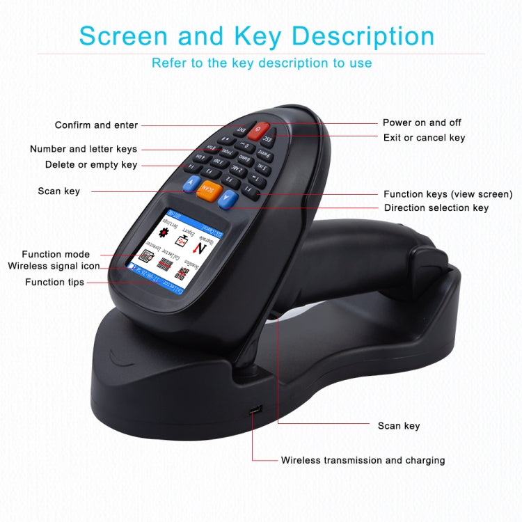 NEWSCAN 1D CCD Red Light Wireless Barcode Reader Scanner Data Collector With 2.2-Inch LCD Screen - free shipping - PMC TechLife - Order now!