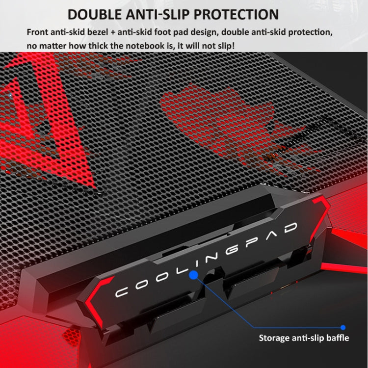 NUOXI 5 Fans Laptop Radiator Bracket Height Adjustable with Dual USB Ports(Black and Blue) - free shipping - PMC Jewellery - Order now!