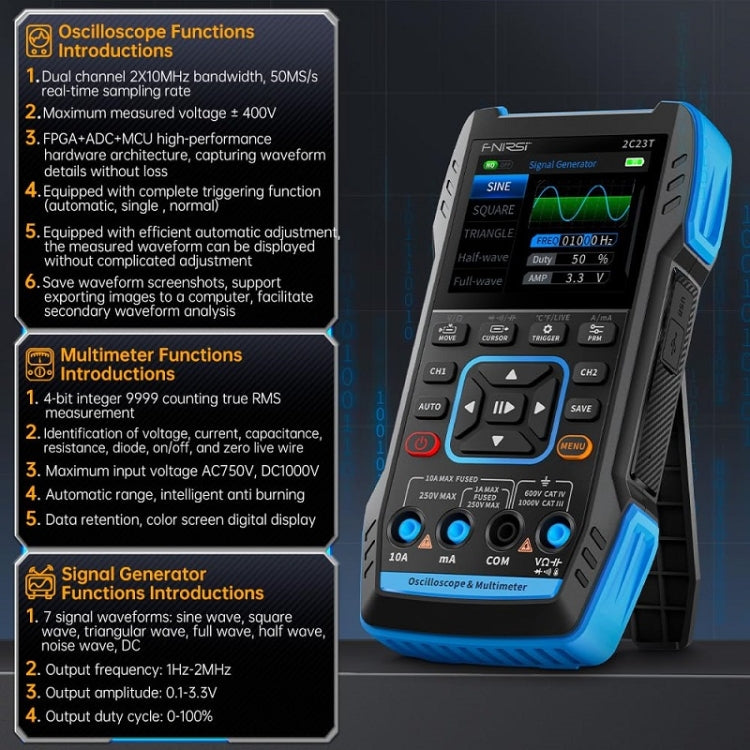 FNIRSI 3 In 1 Handheld Digital Oscilloscope Dual-Channel Multimeter, Specification: Standard - free shipping - PMC TechLife - Order now!