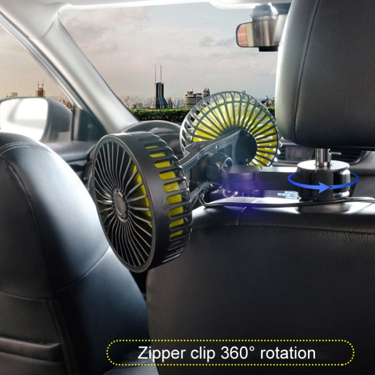 SUITU F4208 Car Cooling Fan Vehicle Rear Seatback USB Dual-Head Electrical Fan(Yellow And Black) - Heating & Fans by SUITU | Online Shopping South Africa | PMC TechLife | Buy Now Pay Later Mobicred