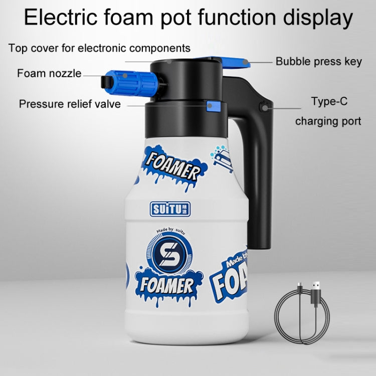 SUITU ST-6322 1.5L Car Washing Electrical Foam Sprayer Rechargeable Automobile Foam Pot(White) - Car washing supplies by SUITU | Online Shopping South Africa | PMC TechLife | Buy Now Pay Later Mobicred