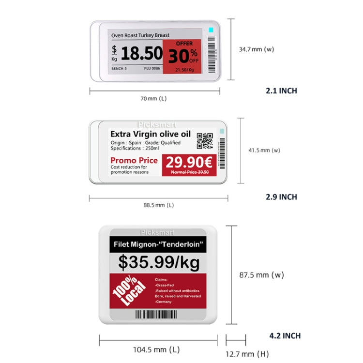 2.1 Inch E-ink Screen Bluetooth Smart Electronic Labels Support Custom Text/Picture/QR Code/Barcode - Store & Supermarket Supplies by PMc TechLife | Online Shopping South Africa | PMc TechLife | Buy Now Pay Later Mobicred