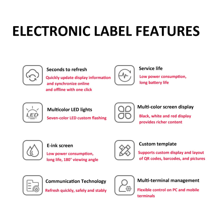 2.9 Inch E-ink Screen Bluetooth Smart Electronic Labels Support Custom Text/Picture/QR Code/Barcode - Store & Supermarket Supplies by PMc TechLife | Online Shopping South Africa | PMc TechLife | Buy Now Pay Later Mobicred