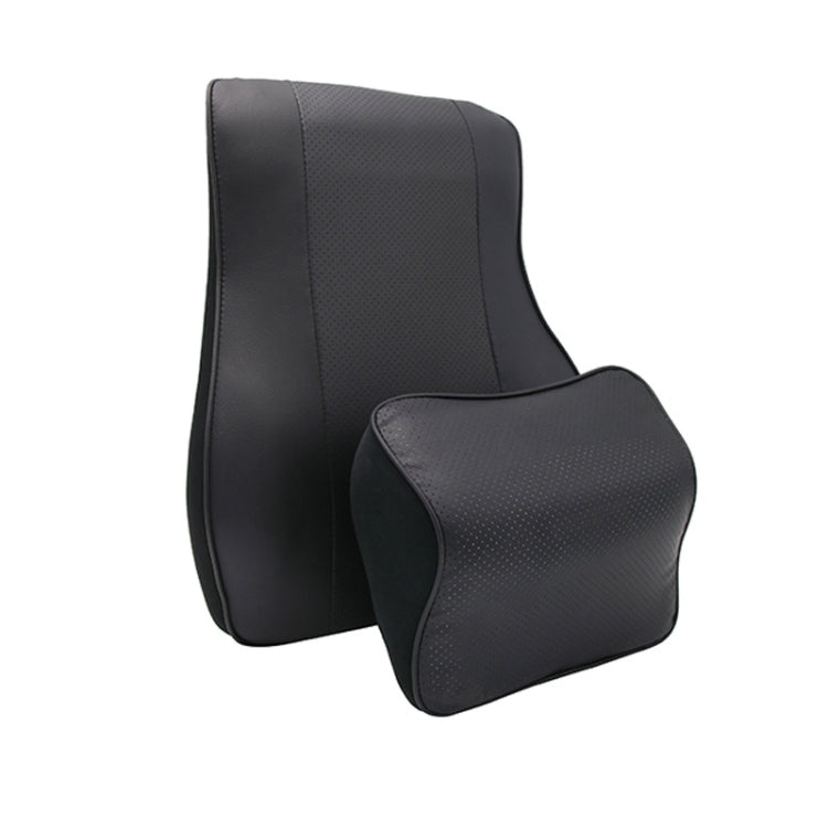 Leather Memory Foam All Season Car Seat Neck Support Cushion Headrest+Waist Pad(Black) - free shipping - PMC TechLife - Order now!