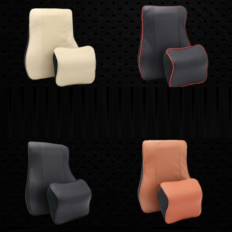 Leather Memory Foam All Season Car Seat Neck Support Cushion Headrest+Waist Pad(Brown) - Seat Accessories by PMC TechLife | Online Shopping South Africa | PMC TechLife | Buy Now Pay Later Mobicred