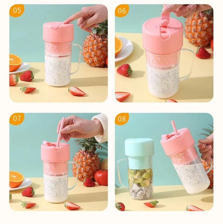 420ml 6 Blades Straw Juice Cup USB Charging Portable Fruit Juicer Smoothie Maker(Pink) - free shipping - PMC TechLife - Order now!