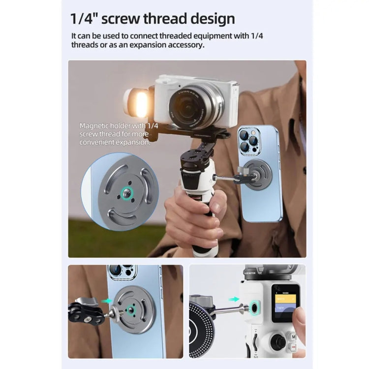 Magnetic Phone Holder with 1/4 Inch Hole for Tripod Magic Arm(Titanium Color) - free shipping - PMC TechLife - Order now!