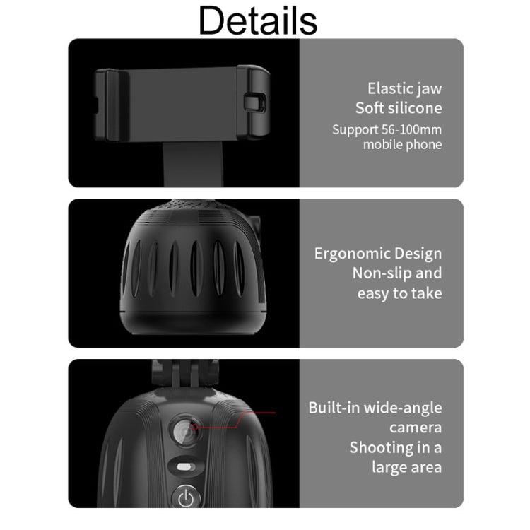 360 Degree Intelligent Follow Live Video Recording Desktop Stabilizer(Black) - Handheld Gimbals by PMC TechLife | Online Shopping South Africa | PMC TechLife | Buy Now Pay Later Mobicred