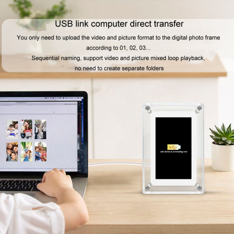 5 Inch HD Digital Photo Frame Crystal Advertising Player 1080P Motion Video Picture Display Player(UK Plug) - 1.5-7.0 inch by PMC TechLife | Online Shopping South Africa | PMC TechLife | Buy Now Pay Later Mobicred